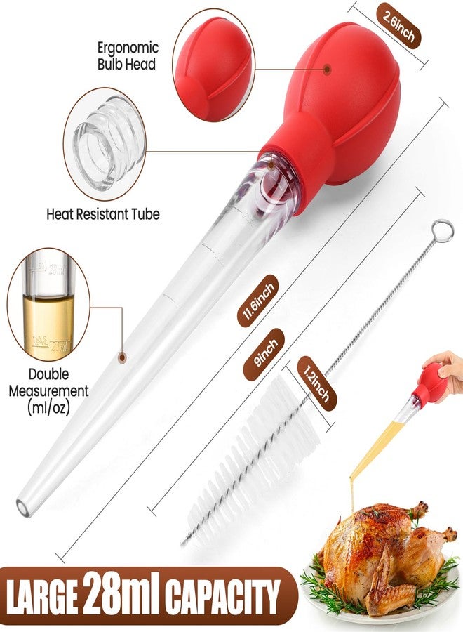 OLESBUR Premium Turkey Basters for Cooking - Baster Syringe for Hot Liquids - Meat and Food Injector - Essential Thanksgiving Cooking Tool - Turkey Baster Large with Cleaning Brush (Red) - Image 5